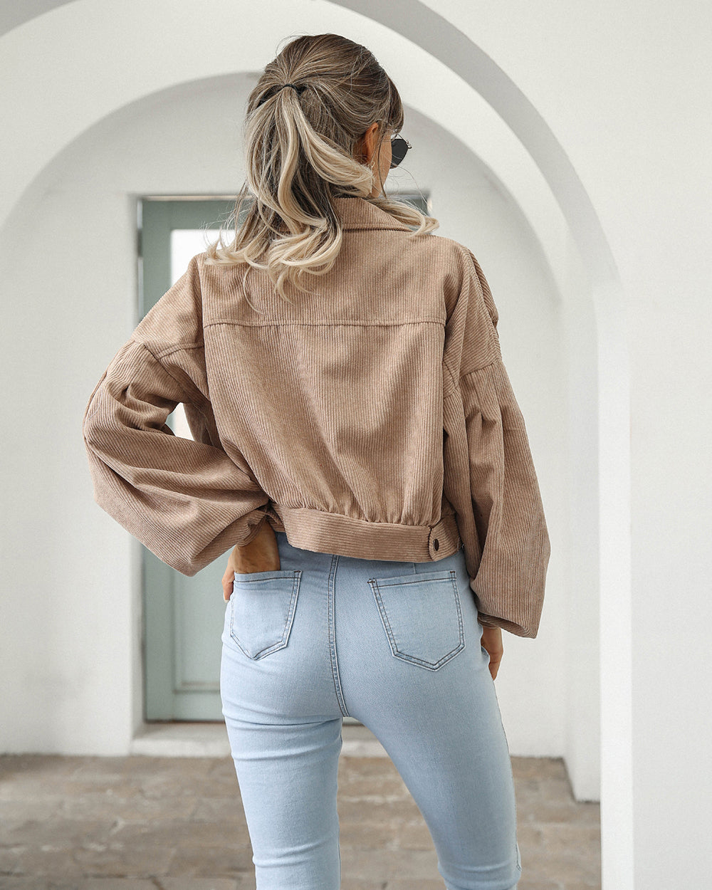 Balloon Sleeve Cropped Women’s Jacket | Button-Up
