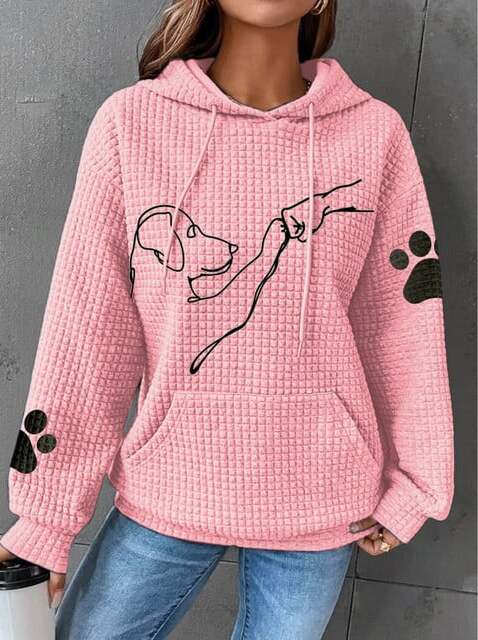 Casual Women's Hoodie Line Art Dog Print | Pullover Style