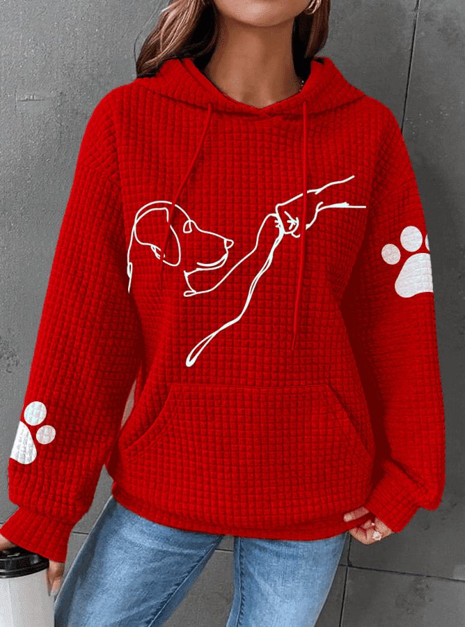 Casual Women's Hoodie Line Art Dog Print | Pullover Style