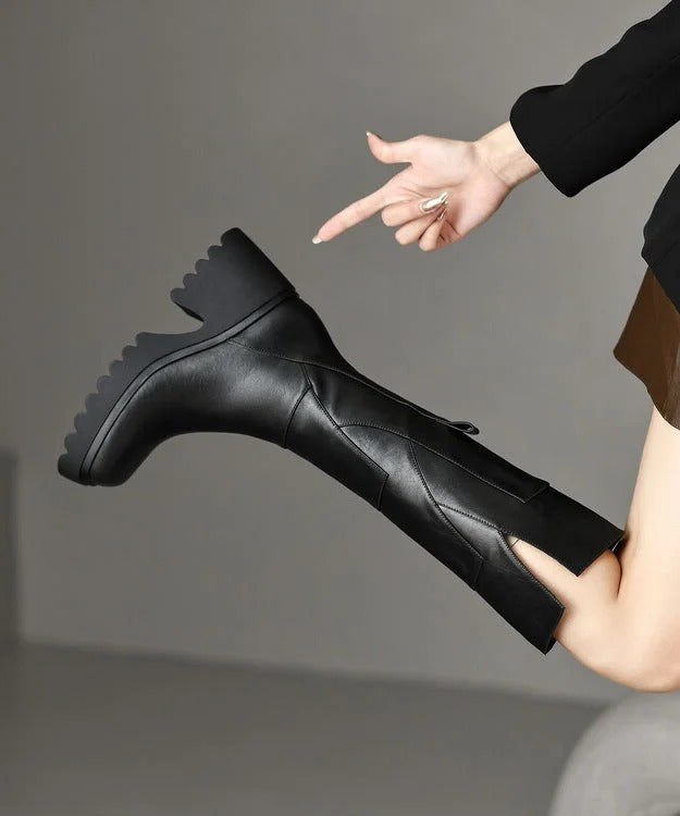 Chunky Women's Knee High Boots With Side Zip | Platform