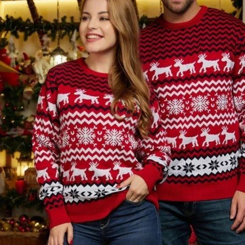 Couples Christmas Jumpers Reindeer Pattern | Matching Festive