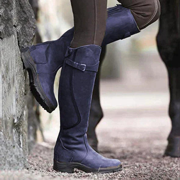 Durable Women's Knee High Boots With Buckle Detail