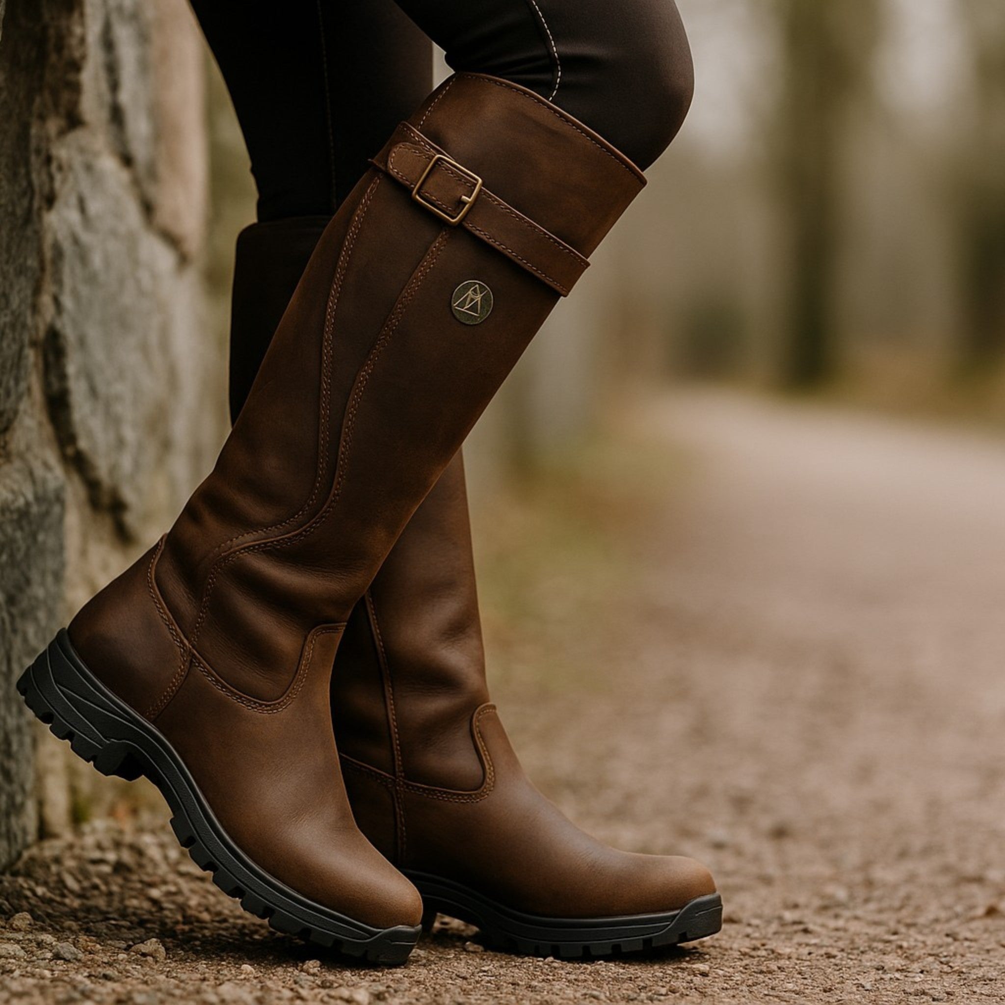 Durable Women's Knee High Boots With Buckle Detail
