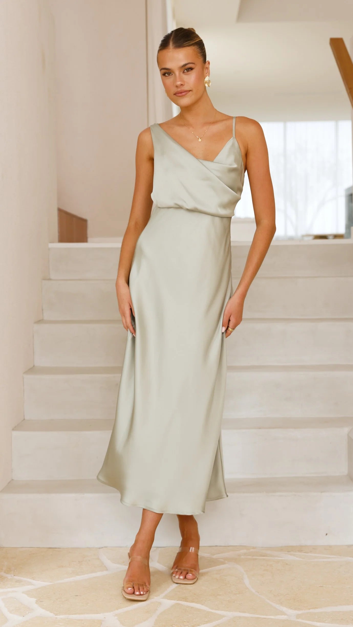 Elegant Women's Bridesmaid Dress One Shoulder | Midi