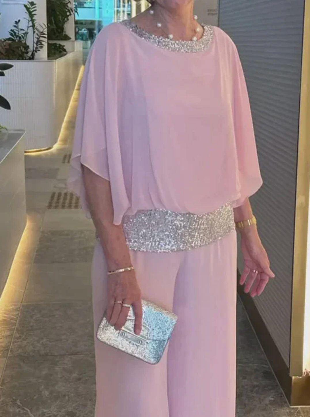 Elegant Women's Mother of the Bride Dress Sequin Trim | Formal