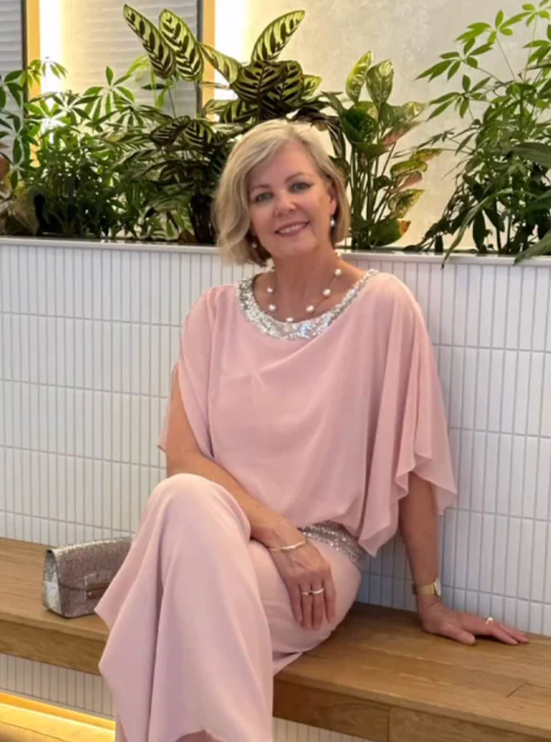 Elegant Women's Mother of the Bride Dress Sequin Trim | Formal