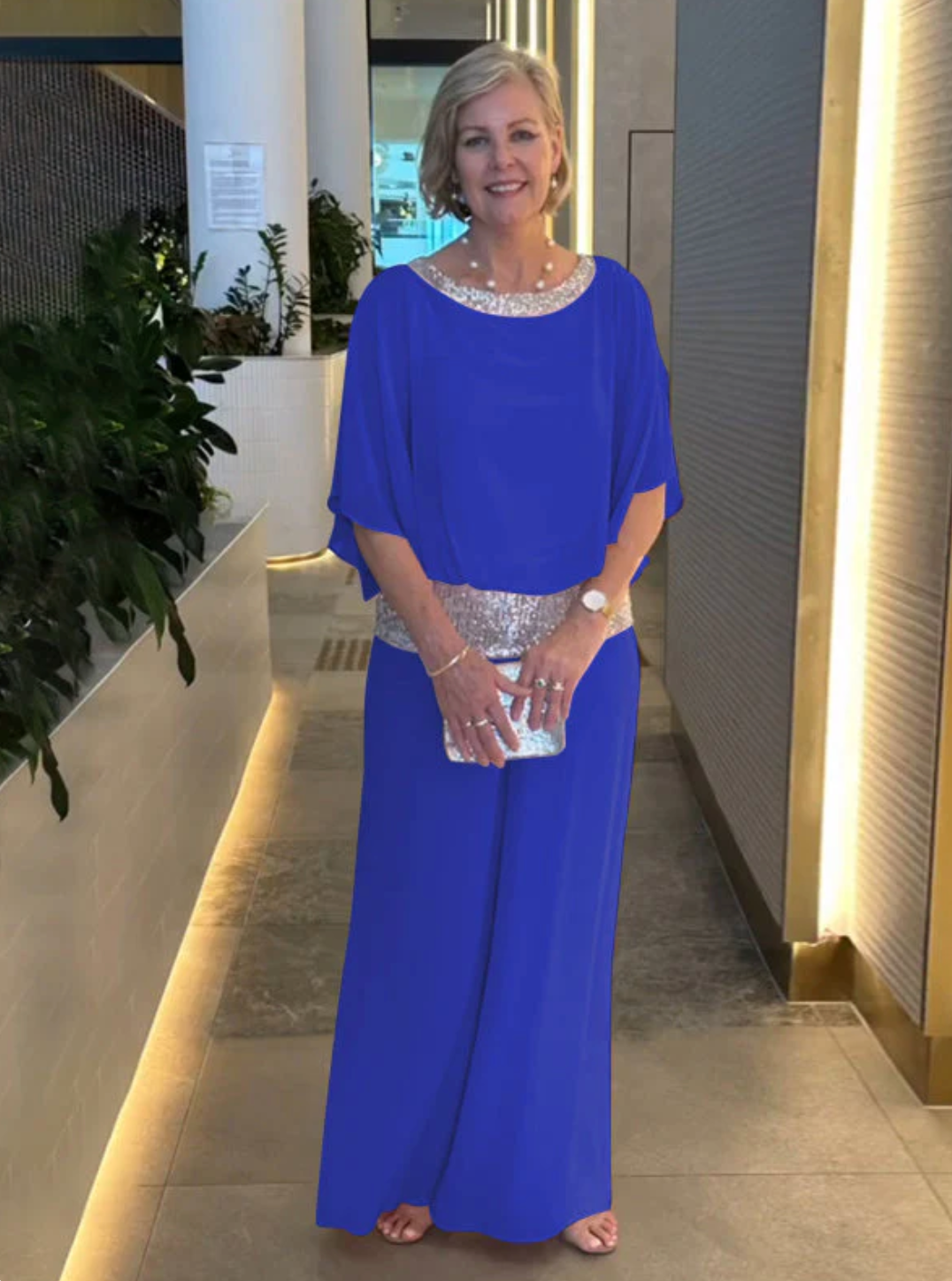 Elegant Women's Mother of the Bride Dress Sequin Trim | Formal