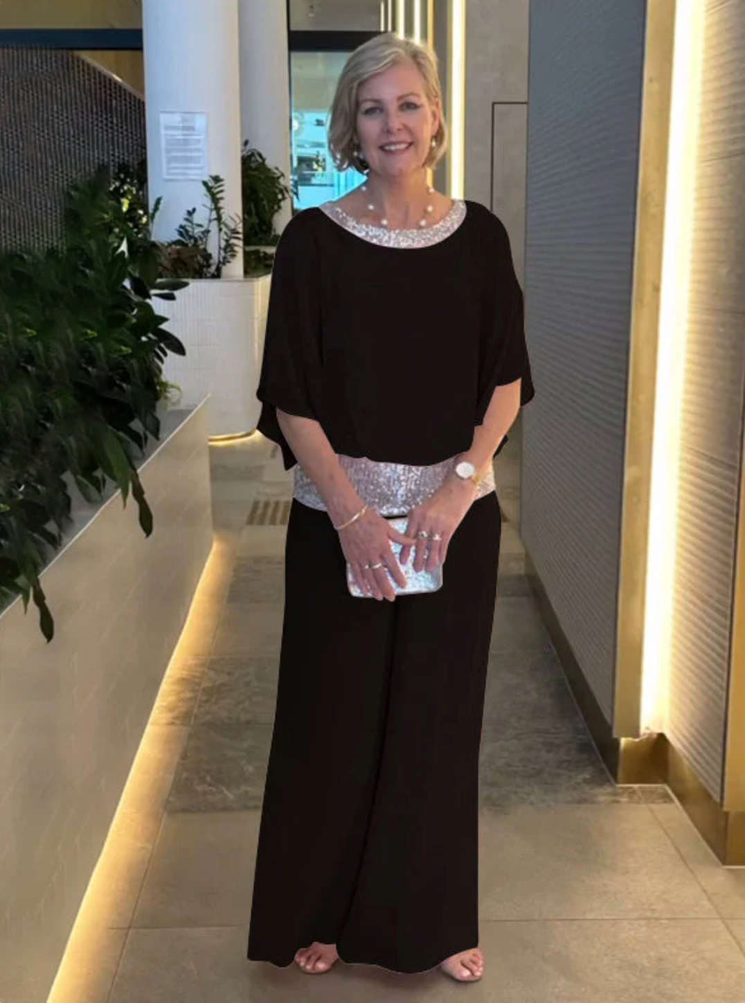 Elegant Women's Mother of the Bride Dress Sequin Trim | Formal