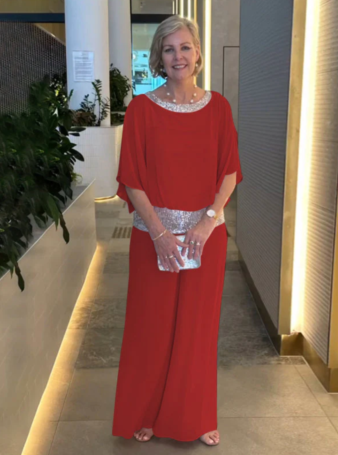 Elegant Women's Mother of the Bride Dress Sequin Trim | Formal