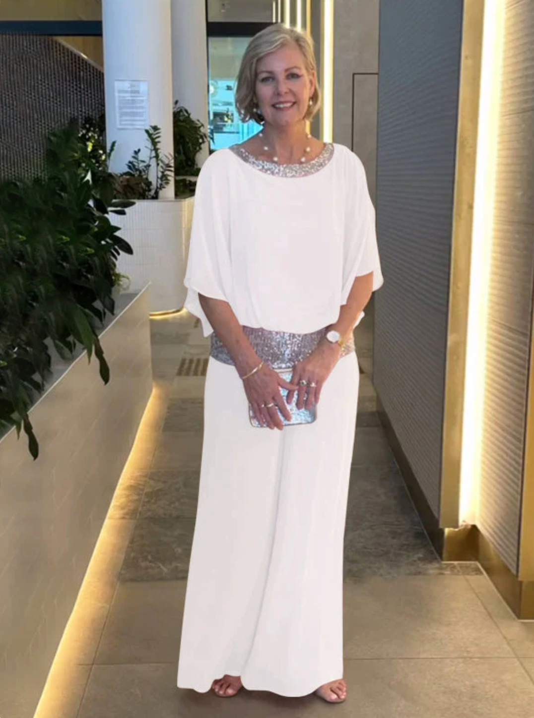 Elegant Women's Mother of the Bride Dress Sequin Trim | Formal