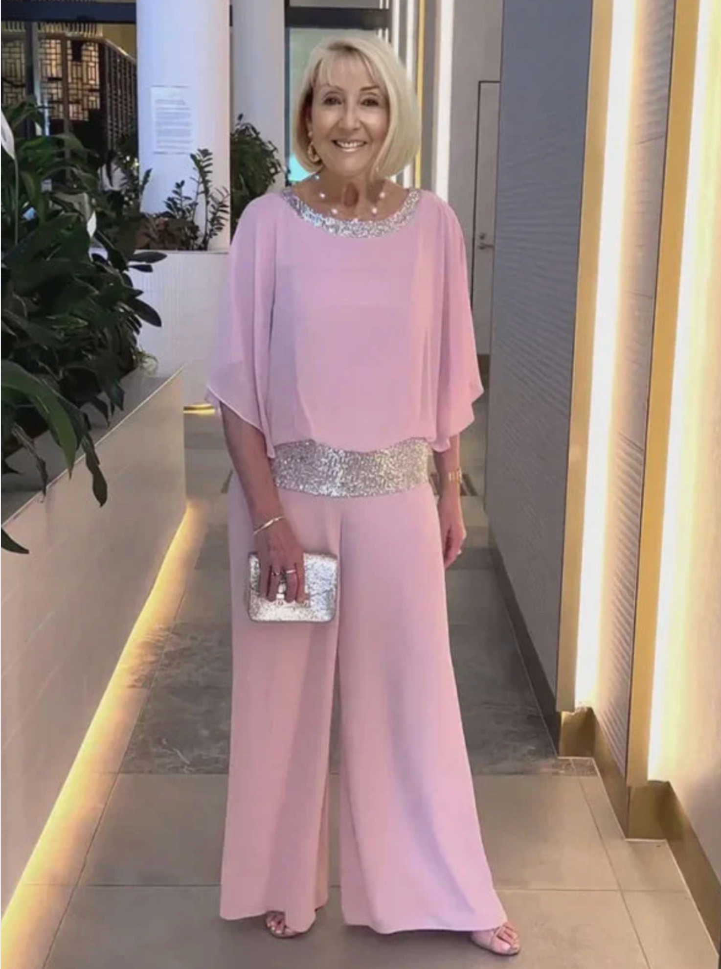 Elegant Women's Mother of the Bride Dress Sequin Trim | Formal