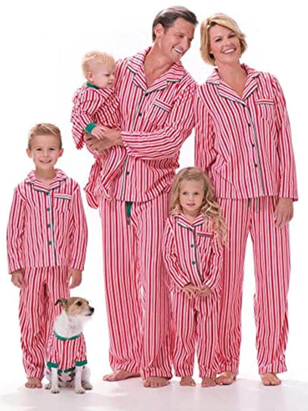 Family Christmas Pyjamas Button Front | Stripe