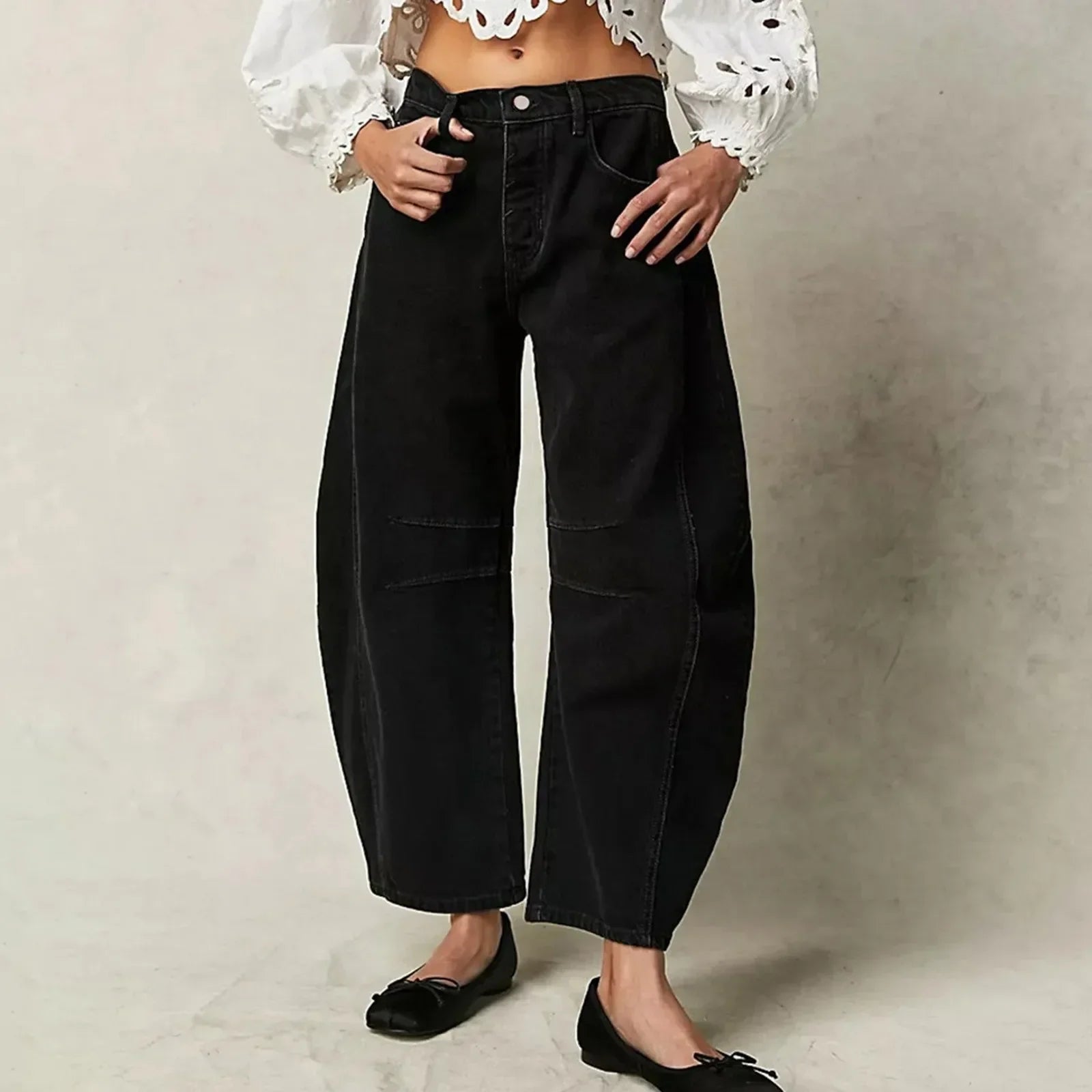 High Waisted Wide Leg Baggy Jeans for Women | Cropped