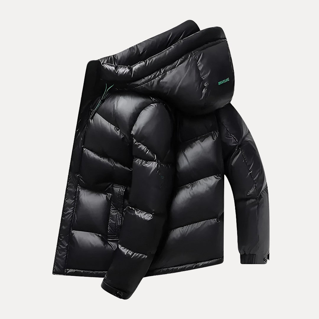 Men Quilted Puffer Jacket Hooded Winter Coat | Padded