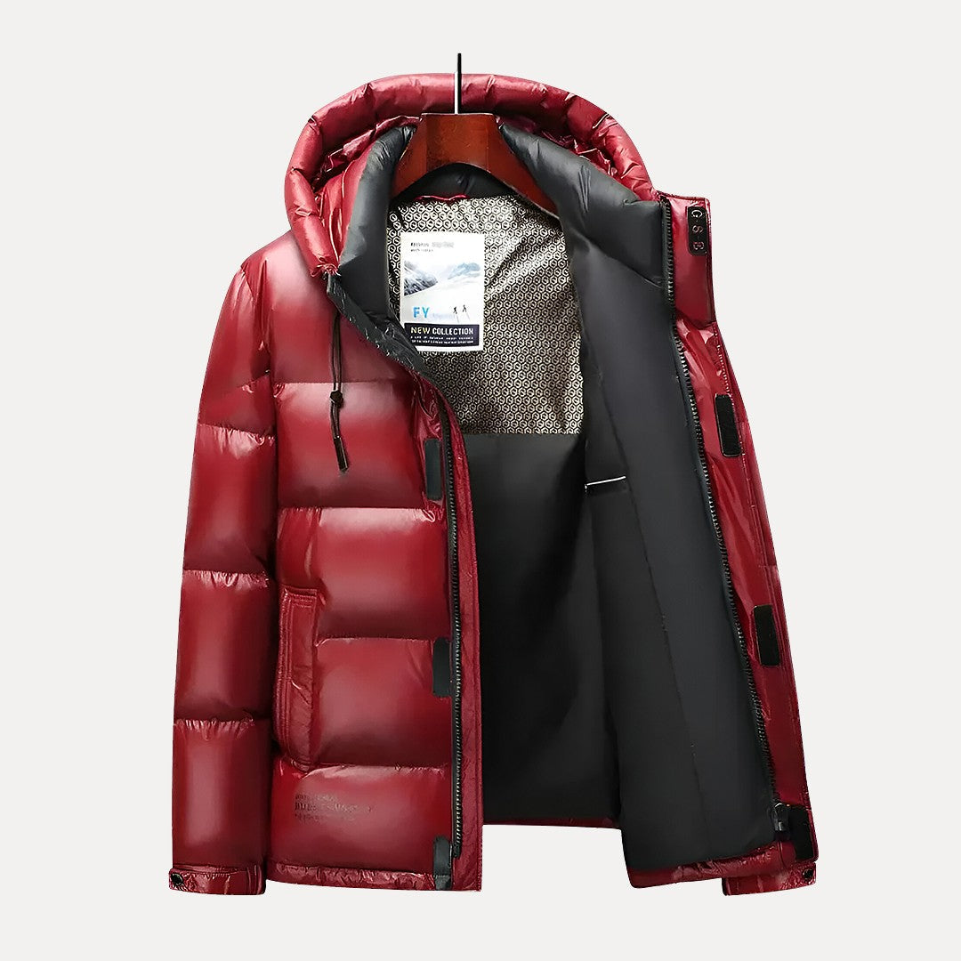 Men Quilted Puffer Jacket Hooded Winter Coat | Padded