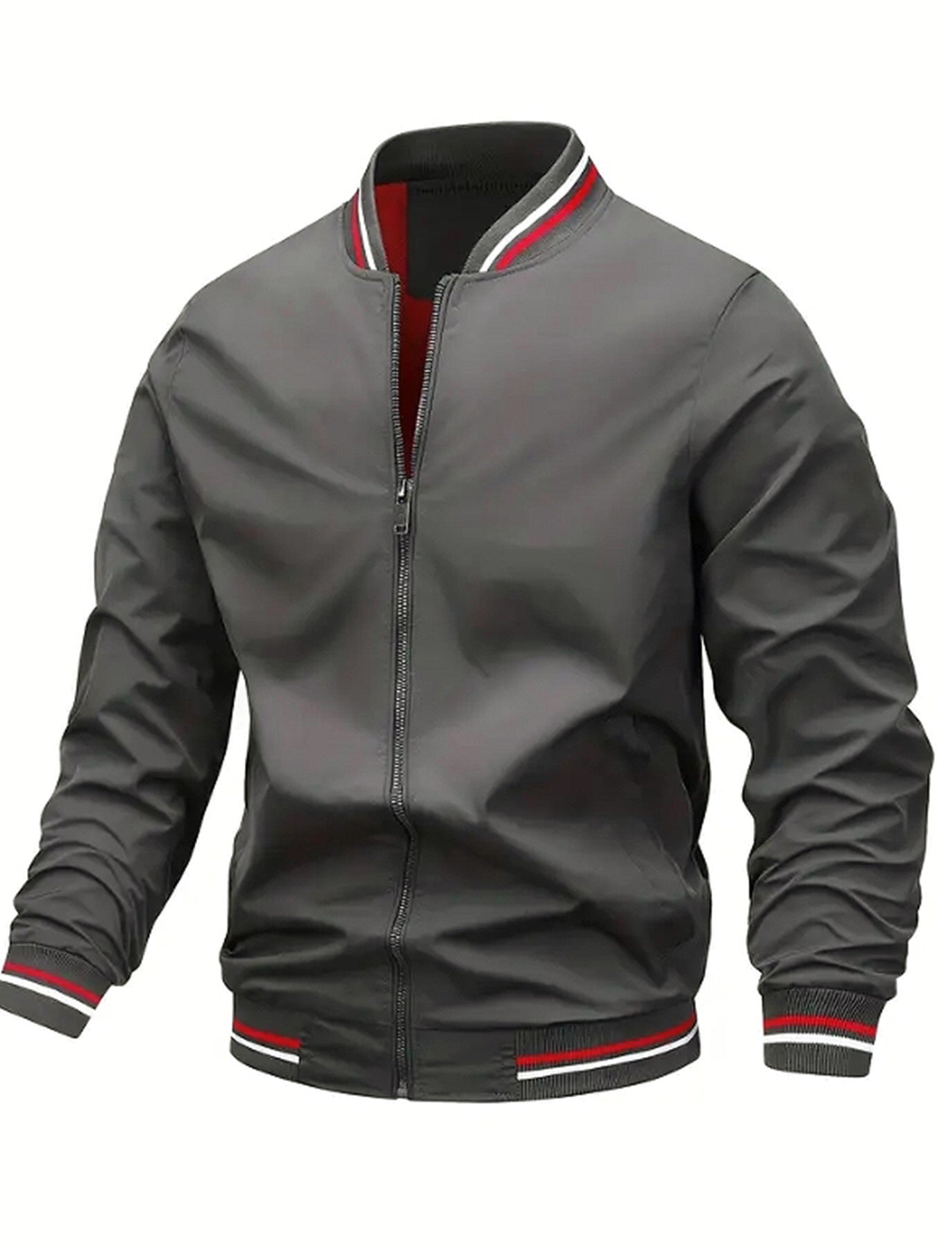 Men's Bomber Jacket With Striped Trim | Zip Up