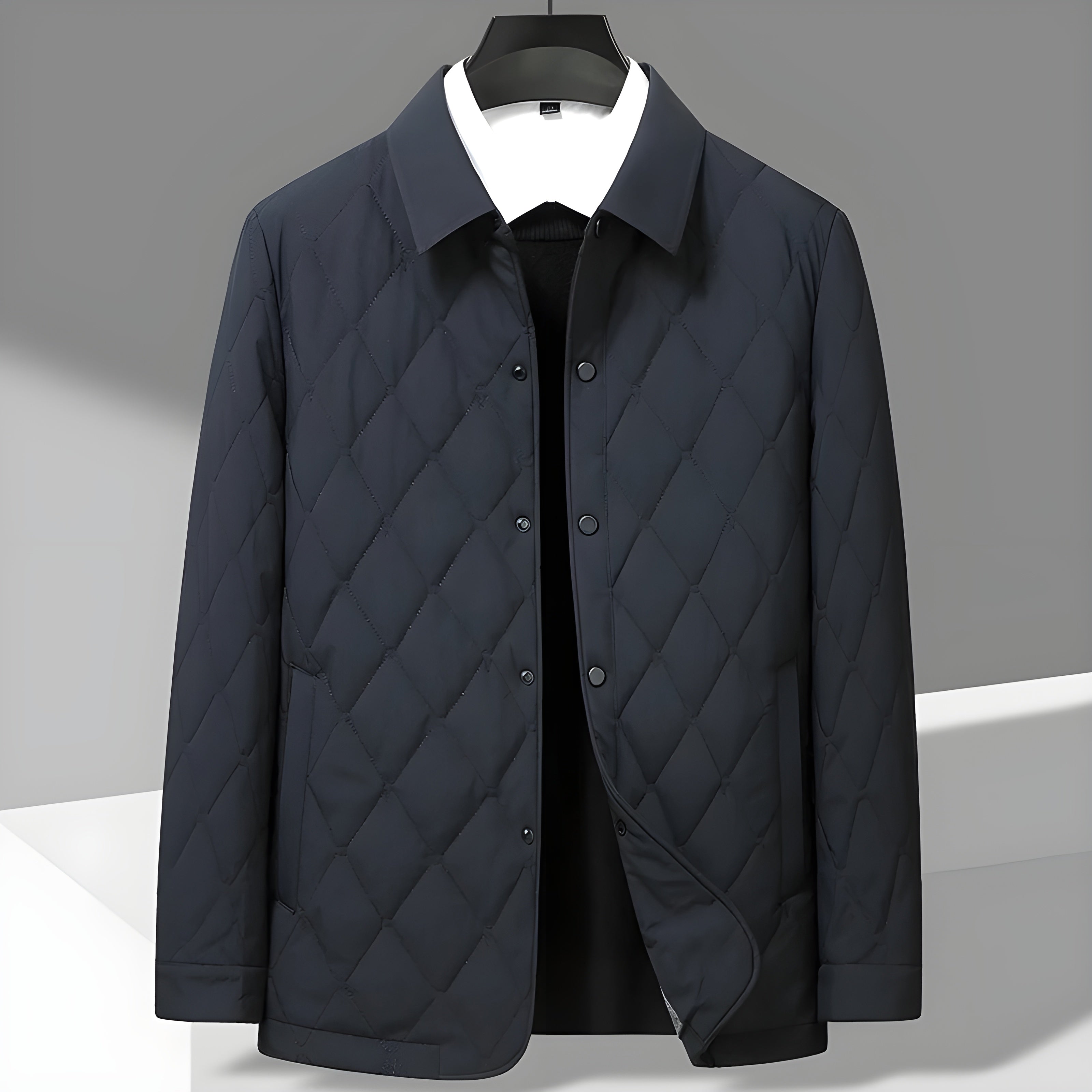 Men's Button Fastening Collared Quilted Jacket | Smart Casual