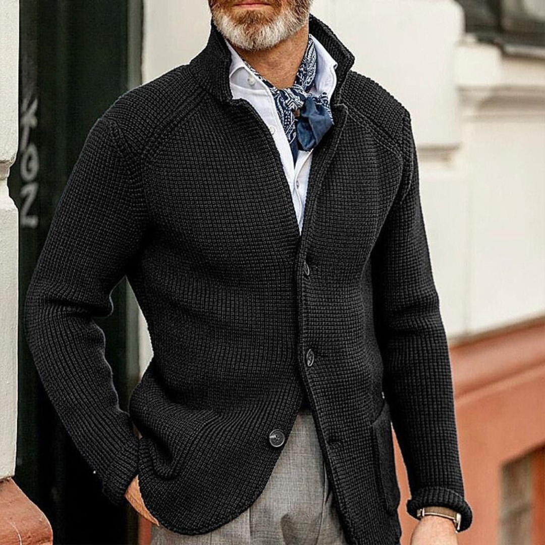 Men's Cardigan Button Front Textured | Refined Casual