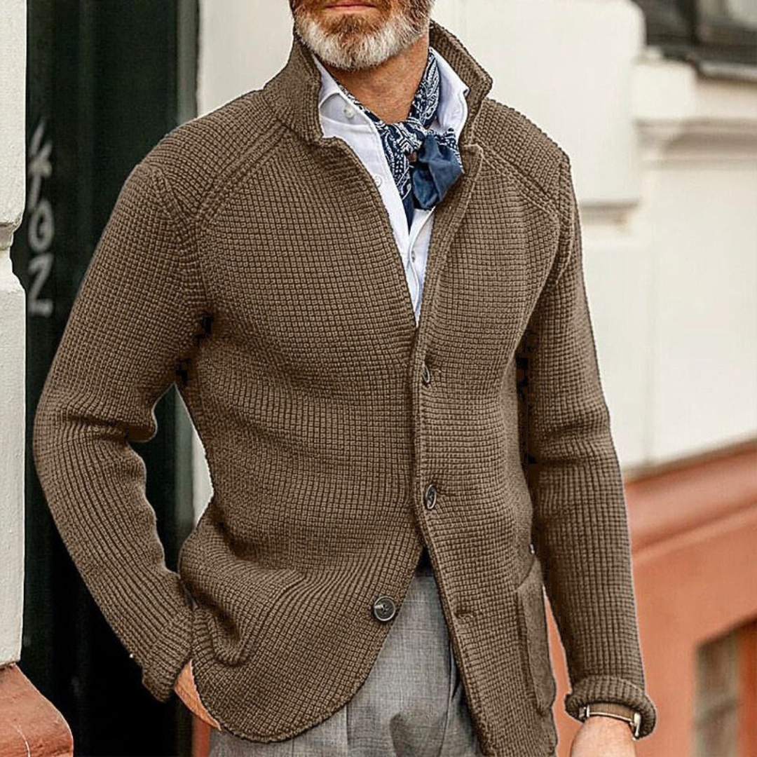 Men's Cardigan Button Front Textured | Refined Casual