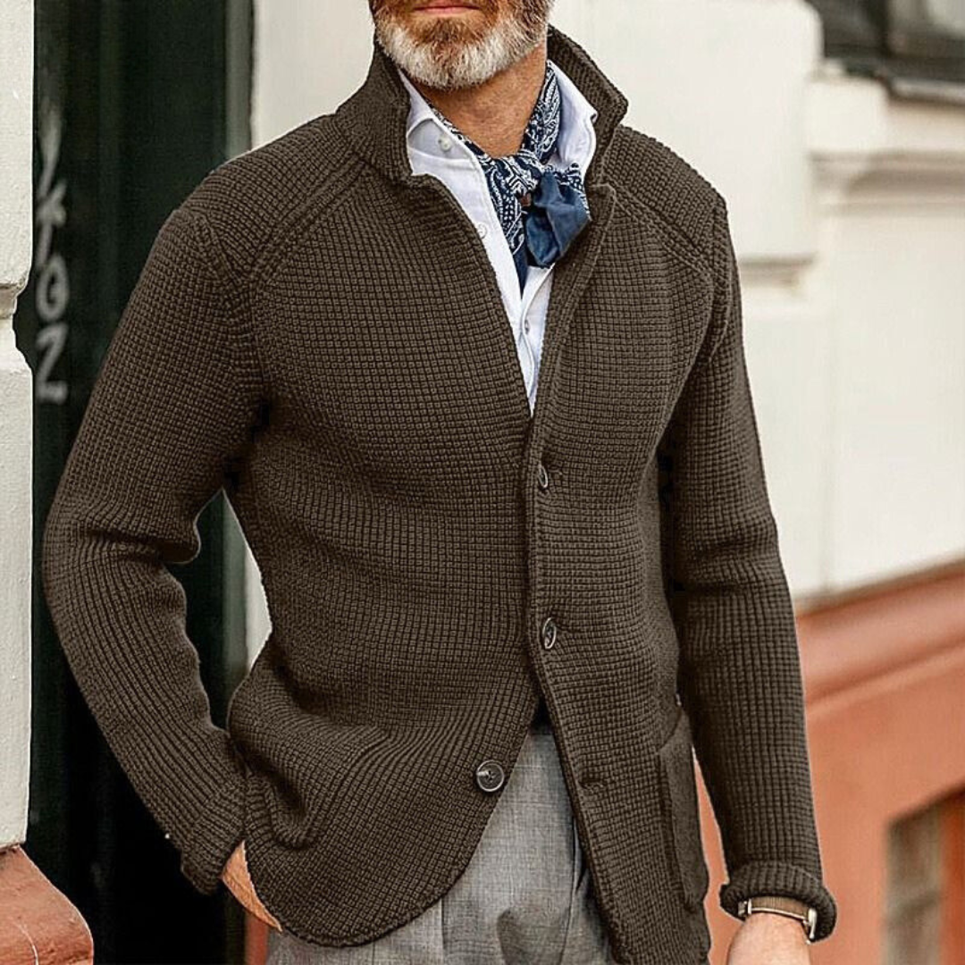 Men's Cardigan Button Front Textured | Refined Casual