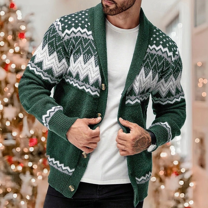 Men’s Christmas Jumper Button | Fair Isle Knit