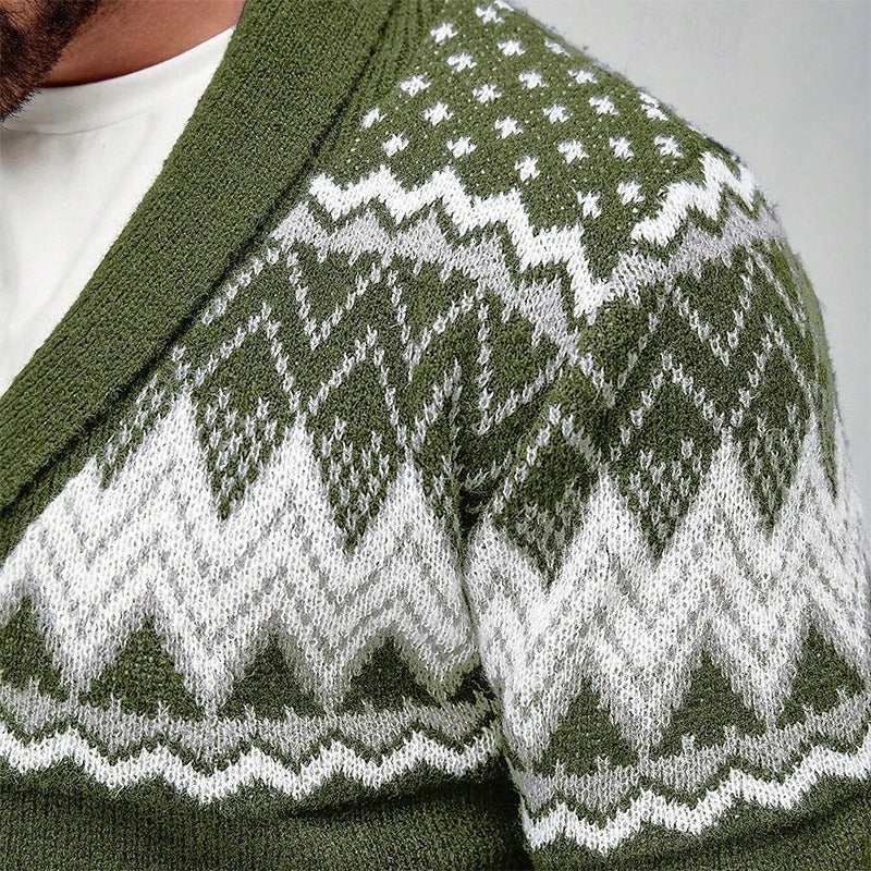 Men’s Christmas Jumper Button | Fair Isle Knit