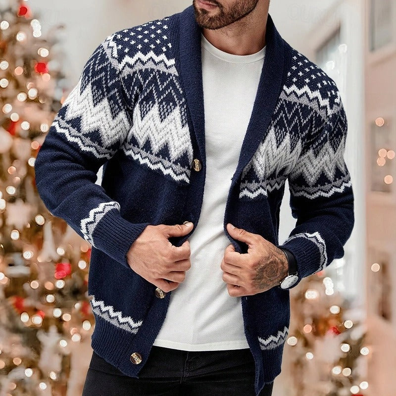 Men’s Christmas Jumper Button | Fair Isle Knit