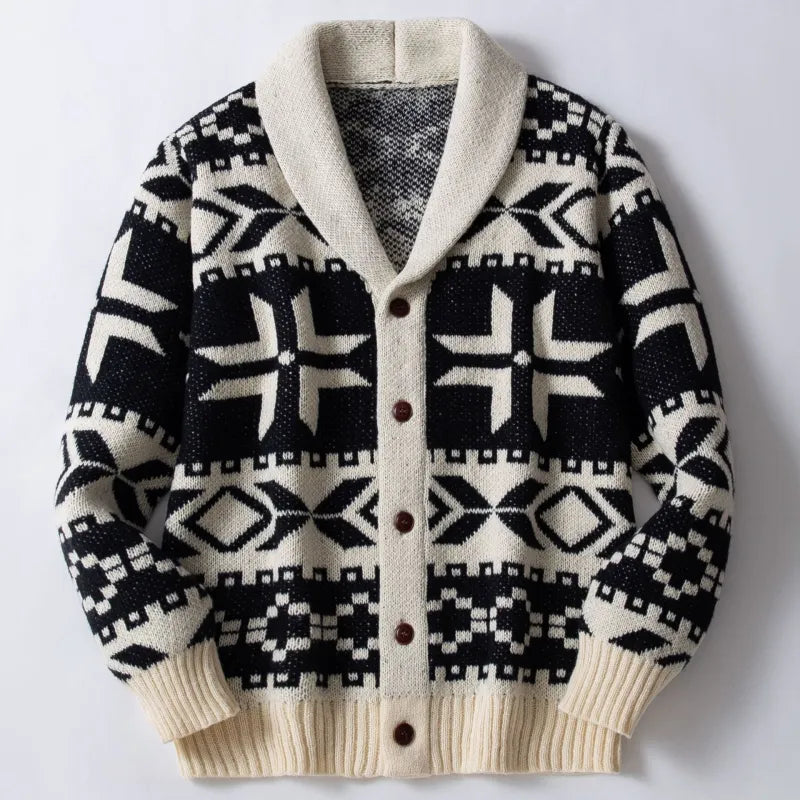 Men's Christmas Jumper Knit Cardigan | Geometric
