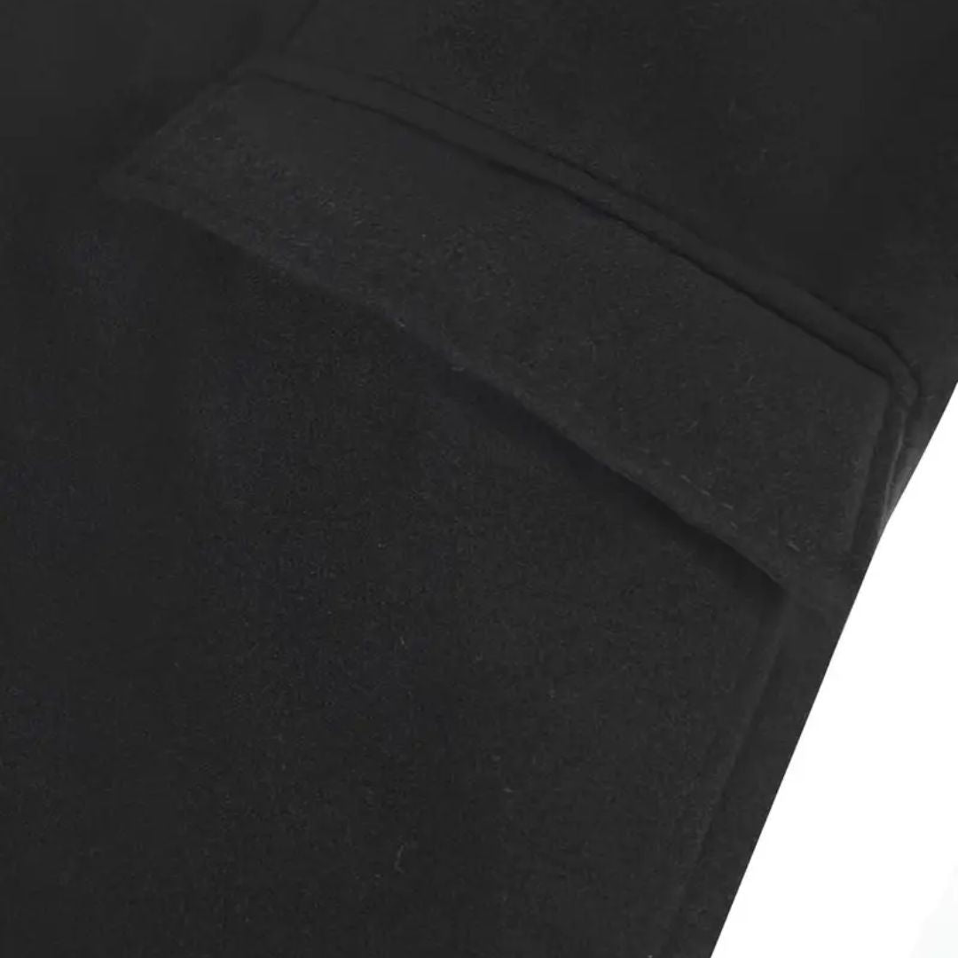 Men's Coat Black Long with Pockets | Trench