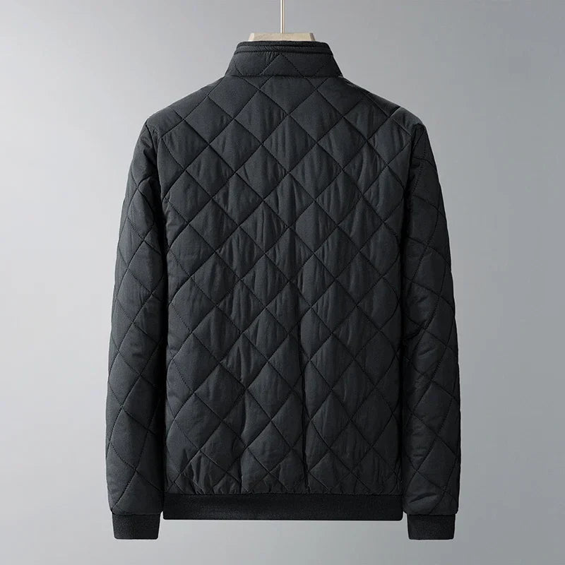Men's Front Zipped Pockets Quilted Jacket | Stand Collar