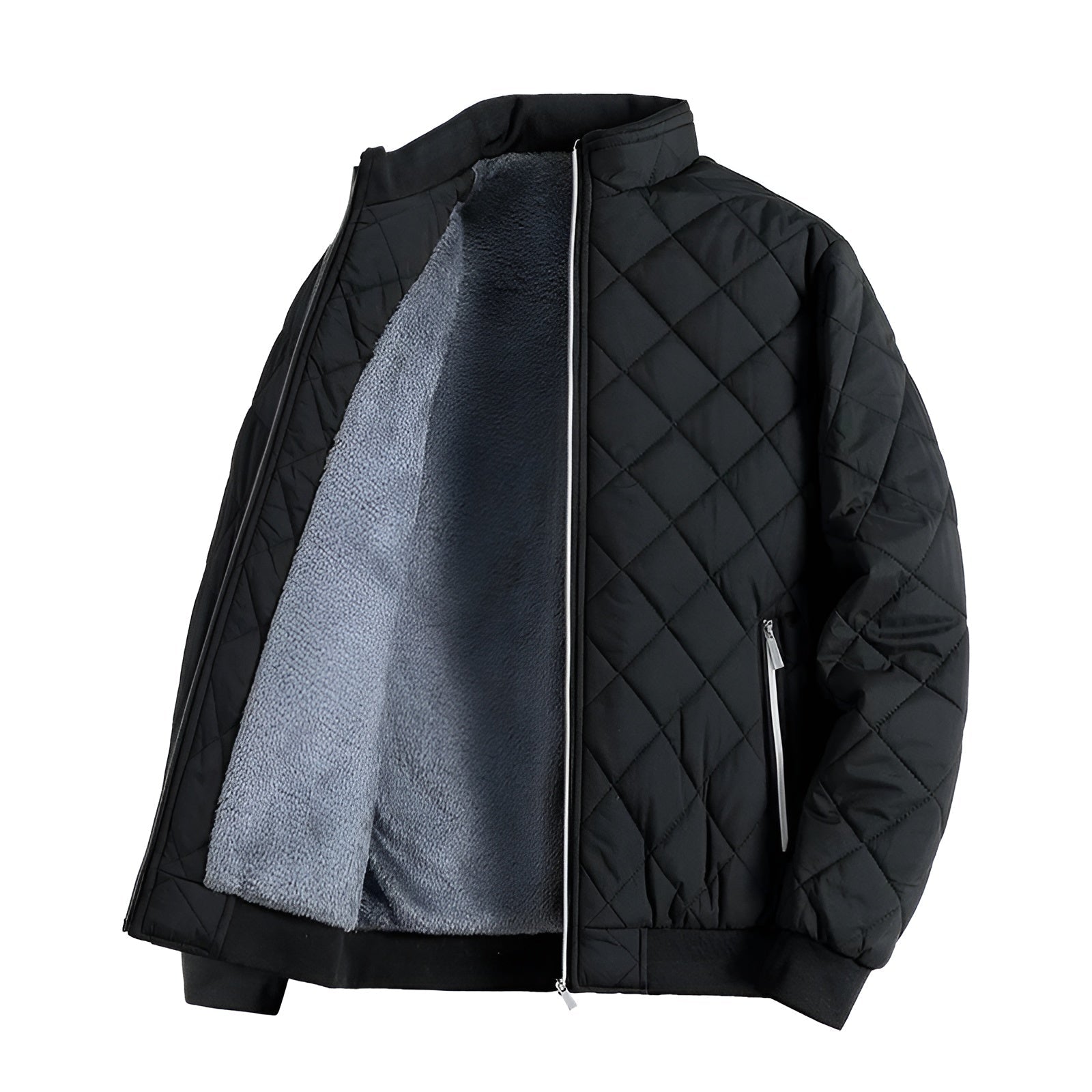 Men's Front Zipped Pockets Quilted Jacket | Stand Collar