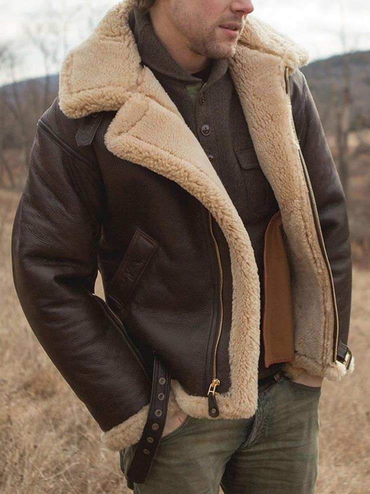 Men's Fur Coat Fleece Lined Jacket | Winter