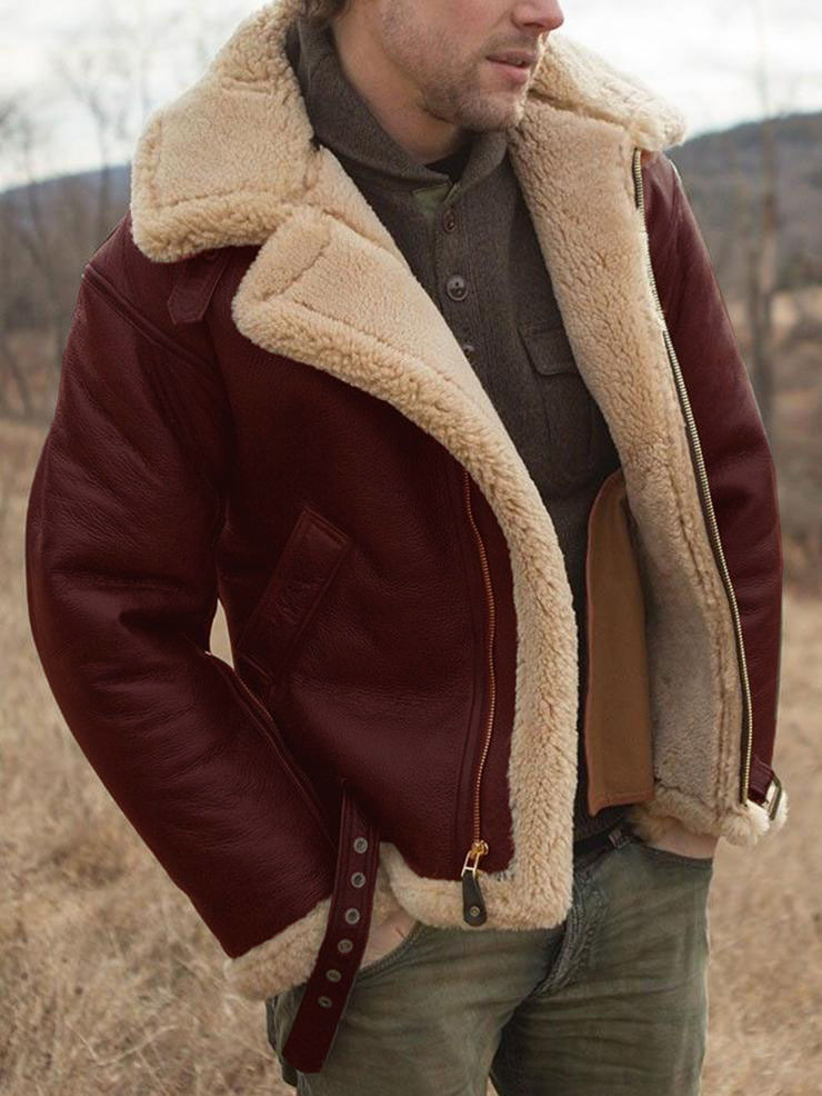 Men's Fur Coat Fleece Lined Jacket | Winter