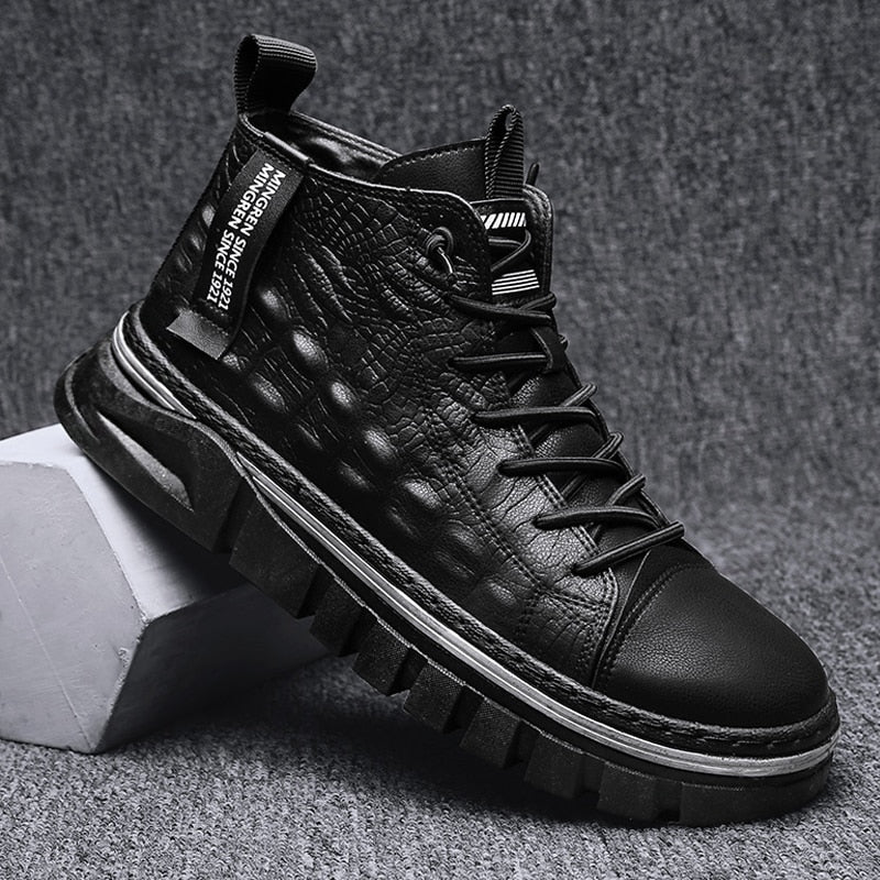 Men's High-Top Boots Chunky Sole Lace Up | Casual