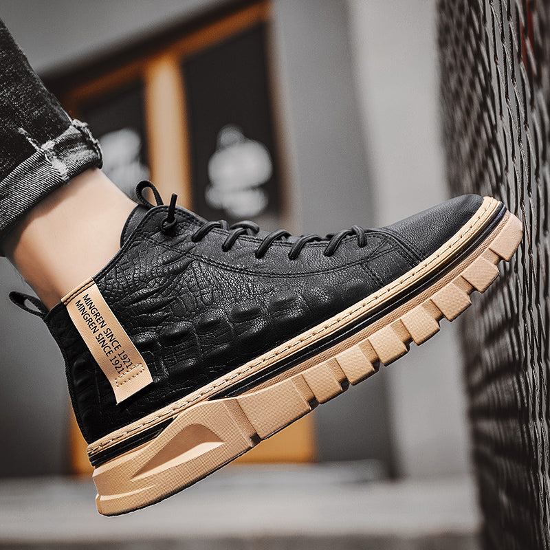 Men's High-Top Boots Chunky Sole Lace Up | Casual