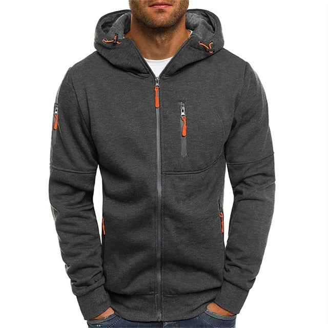 Men's Hoodie Zip Up Pockets | Sporty