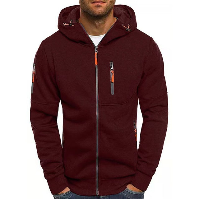 Men's Hoodie Zip Up Pockets | Sporty