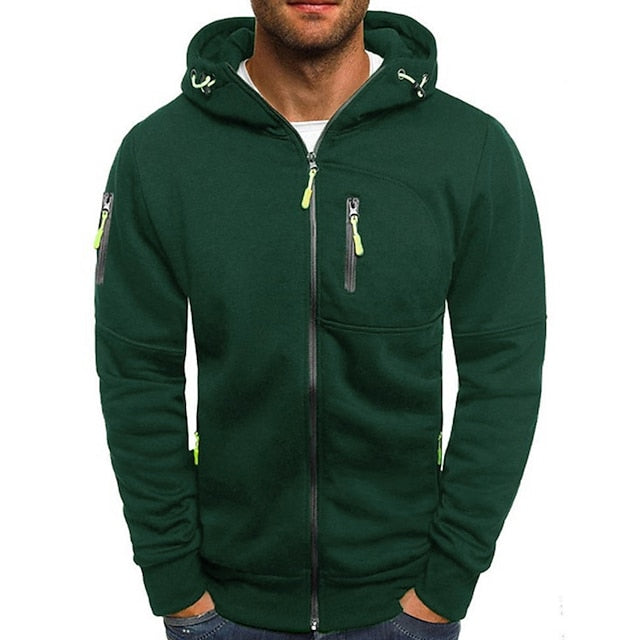 Men's Hoodie Zip Up Pockets | Sporty