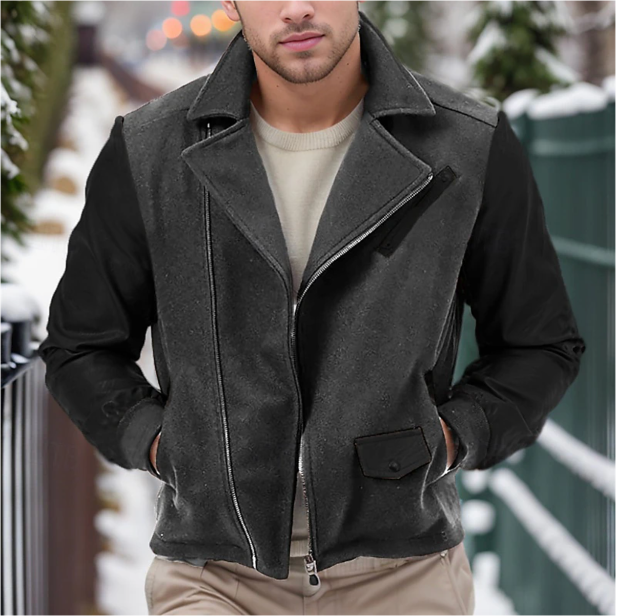 Men's Jacket Contrast Sleeve | Winter