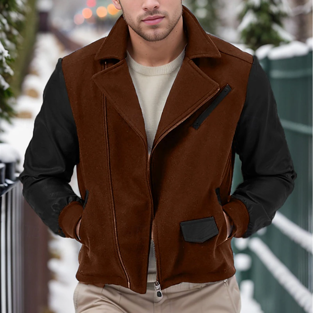 Men's Jacket Contrast Sleeve | Winter