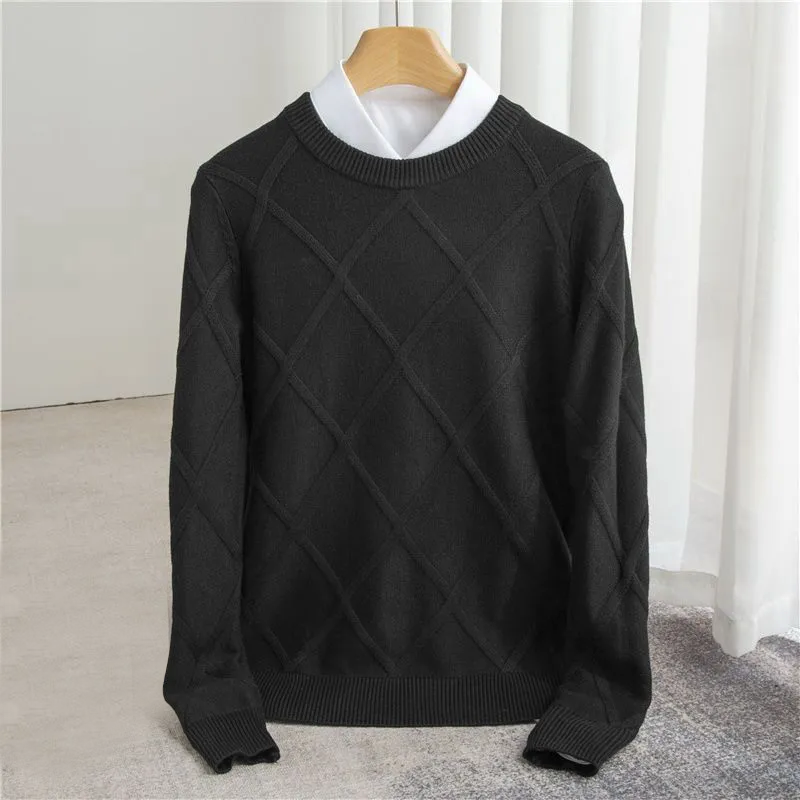 Men's Jumper Knitted Diamond Pattern | Winter