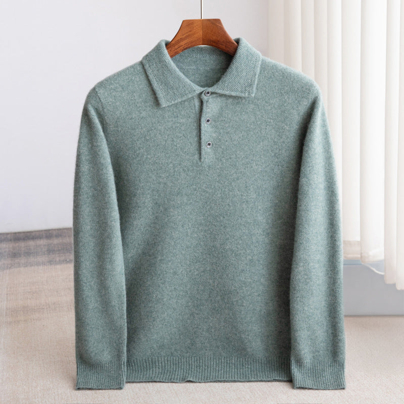 Men's Jumper Knitted Polo Collar | Long