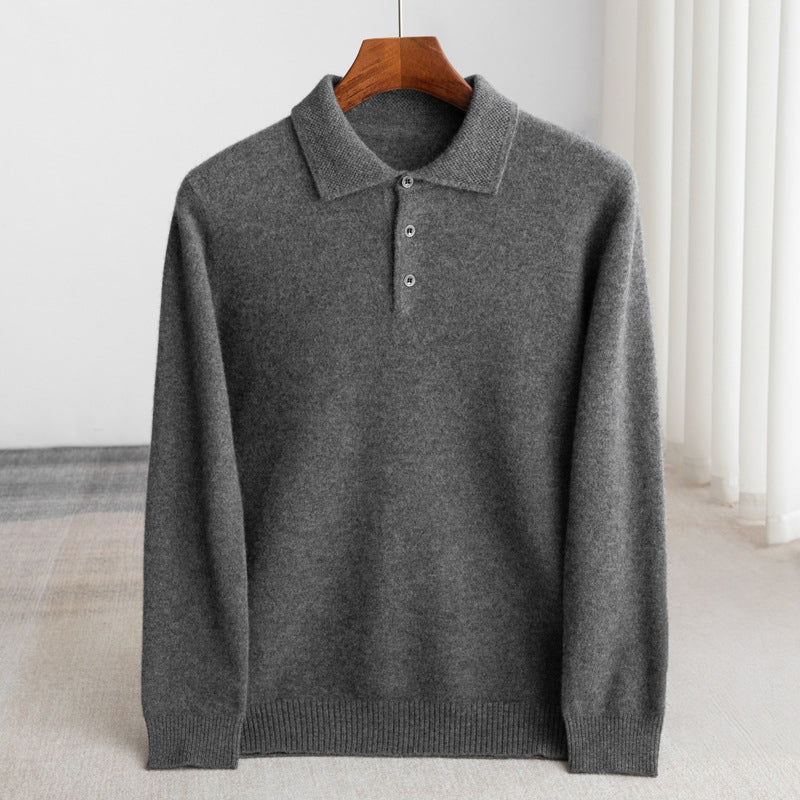 Men's Jumper Knitted Polo Collar | Long