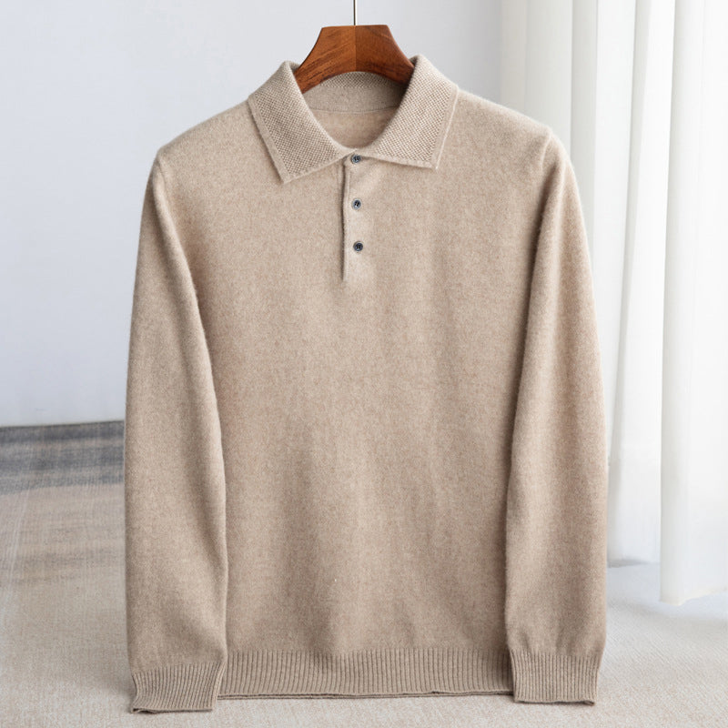 Men's Jumper Knitted Polo Collar | Long