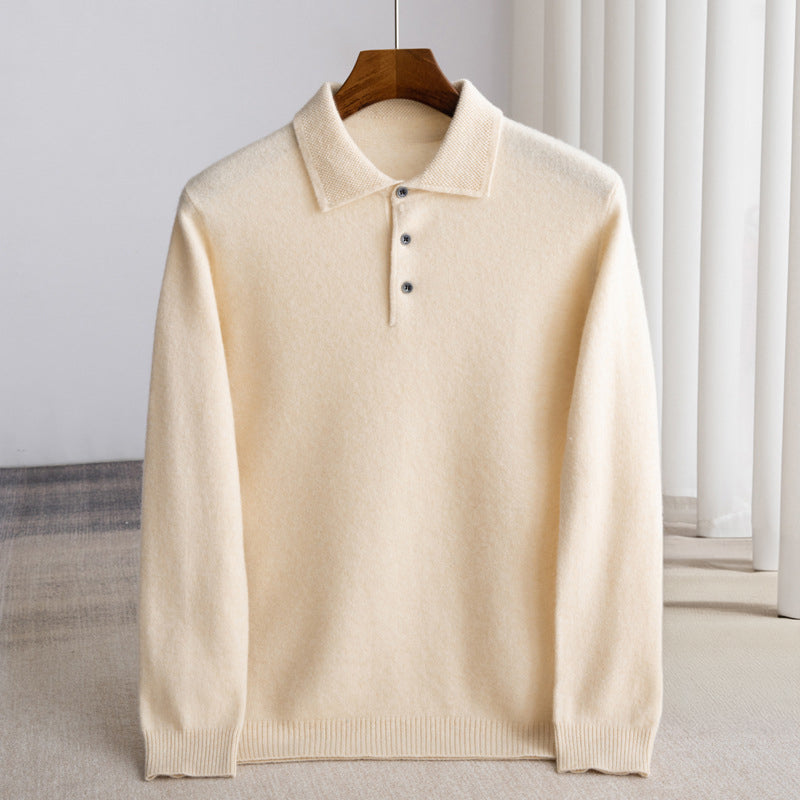 Men's Jumper Knitted Polo Collar | Long