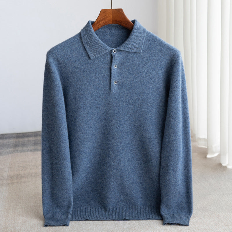 Men's Jumper Knitted Polo Collar | Long