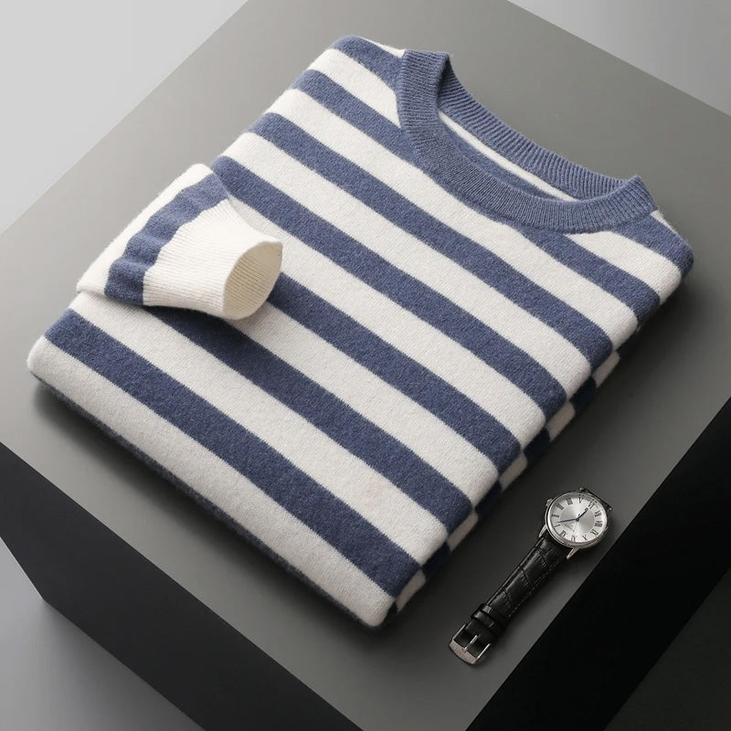 Men's Jumper Striped Crew Neck | Winter