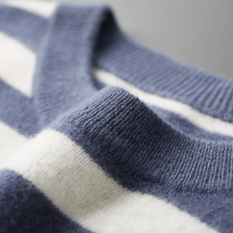 Men's Jumper Striped Crew Neck | Winter
