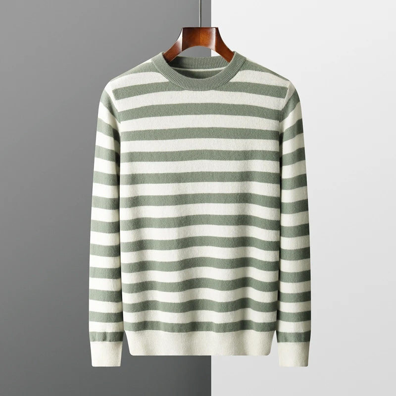 Men's Jumper Striped Crew Neck | Winter
