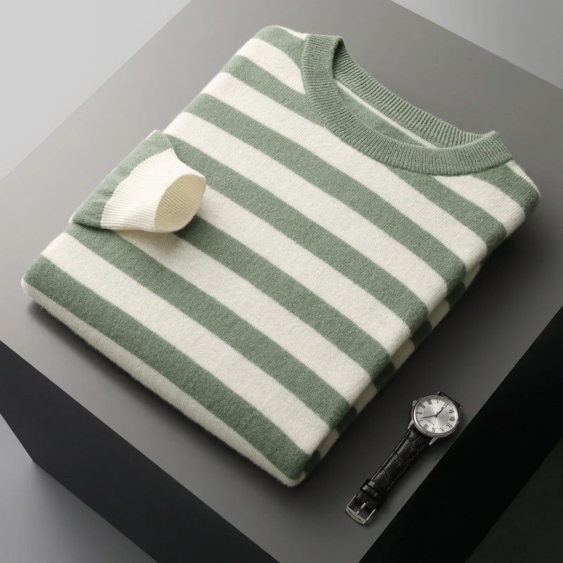 Men's Jumper Striped Crew Neck | Winter